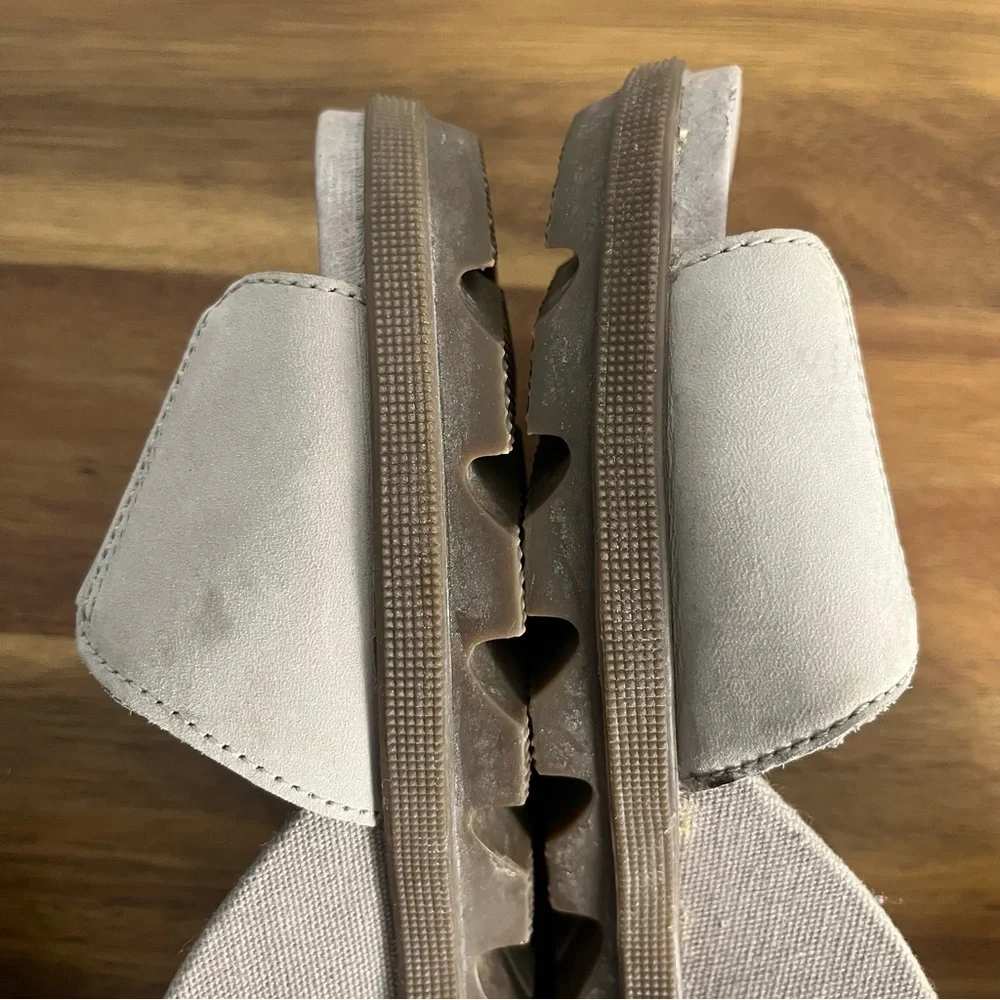 SOREL Joanie Leather Wedge Sandals in dove size 8.5 grey - Picture 7 of 9